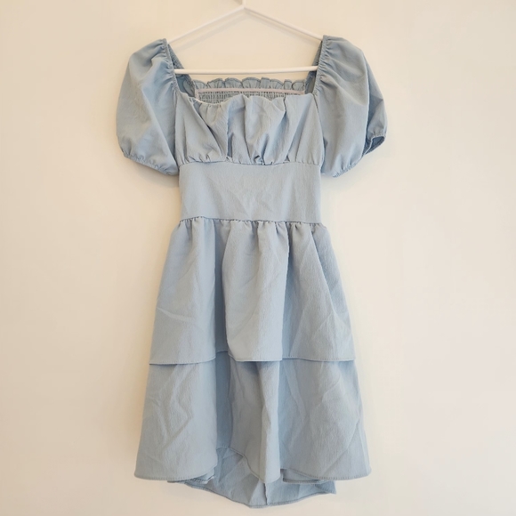 Dresses & Skirts - Korean Fashion - Light Blue Ruffle Mini Dress